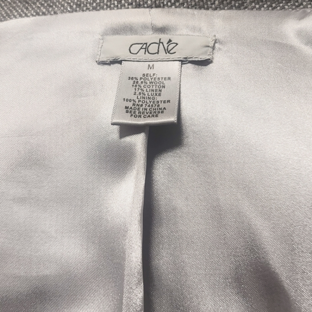 Cashe Cotton Wool Linen Gray Blazer Jacket - Picture 6 of 6